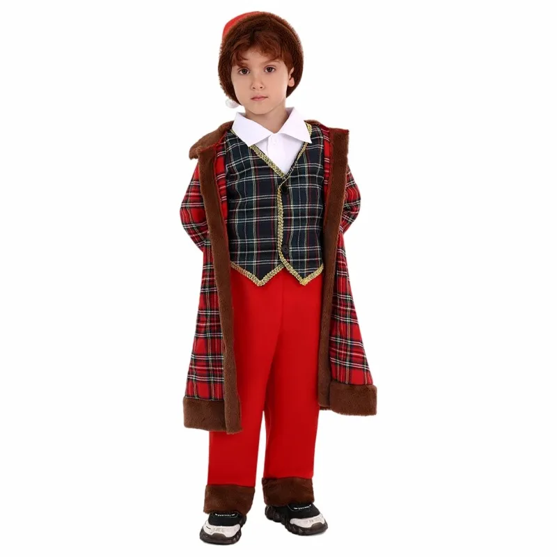 크리스마스 산타 드레스업 크리스마스 새해 코스프레 의상 체크무늬 산타클로스 역할놀이 드레스업 무대 공연 의상