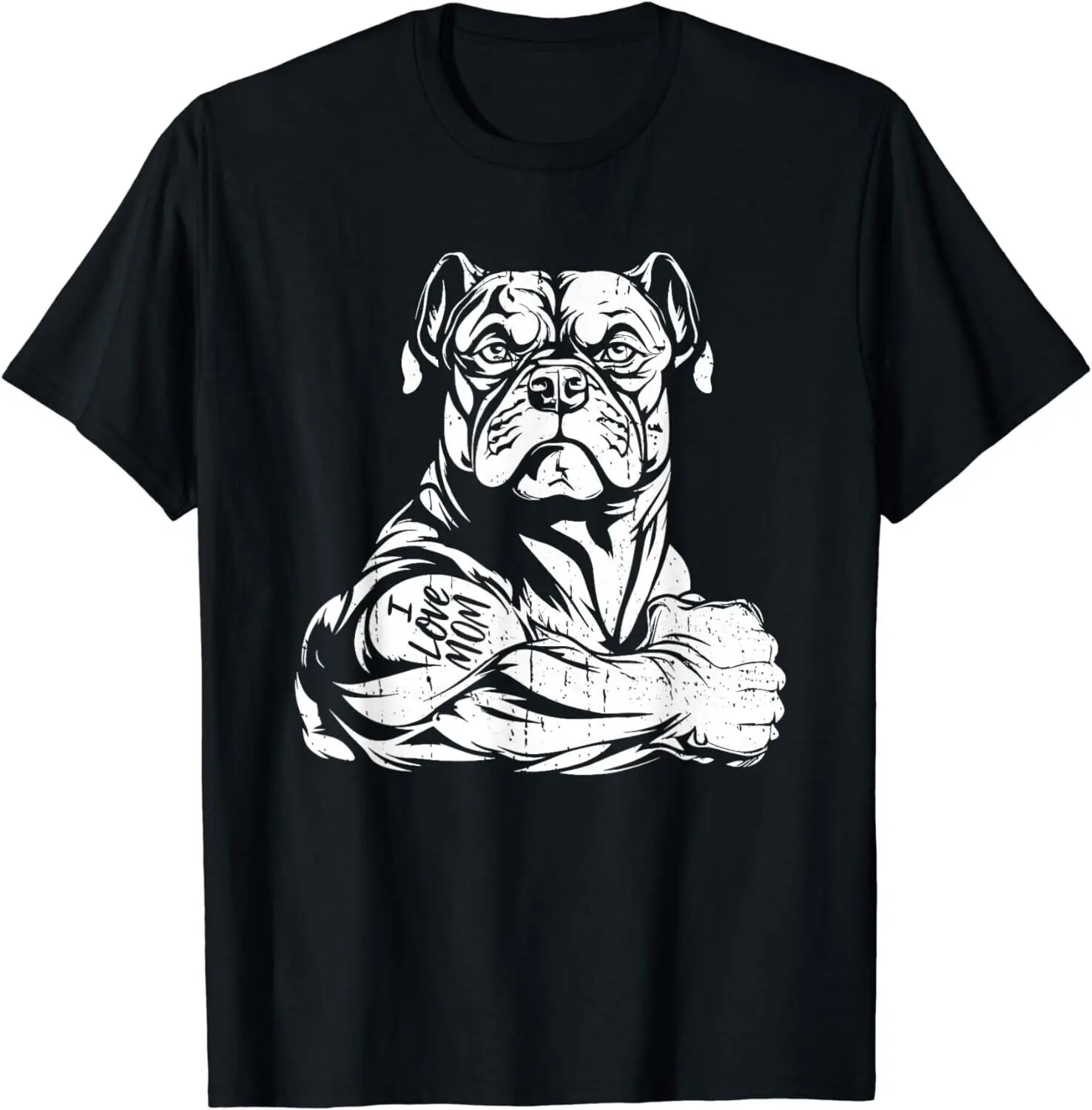 American Bully Biceps Tattoo Pet - Dog Breed I Love Mom Gift Unisex T-Shirt