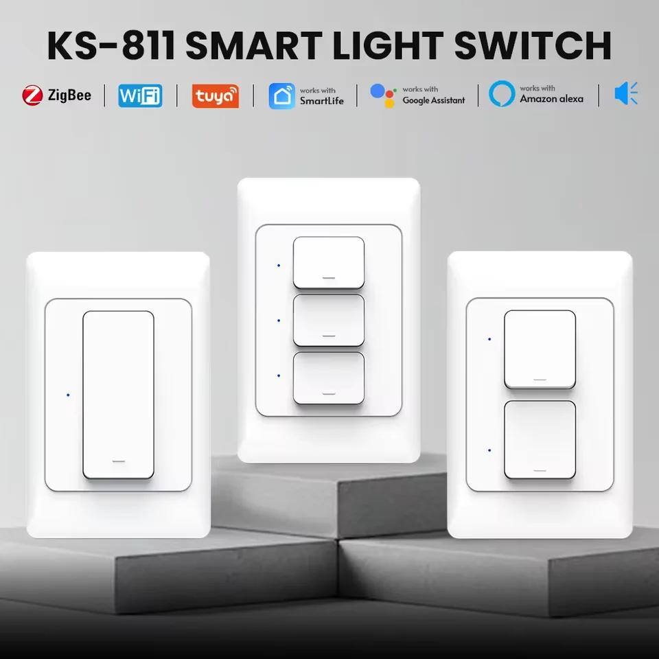 Milfra Tuya Zigbee Smart Wall Switch Wall Push Button Physical Switches Smart Wireless Voice Control Work with Google Home Alexa