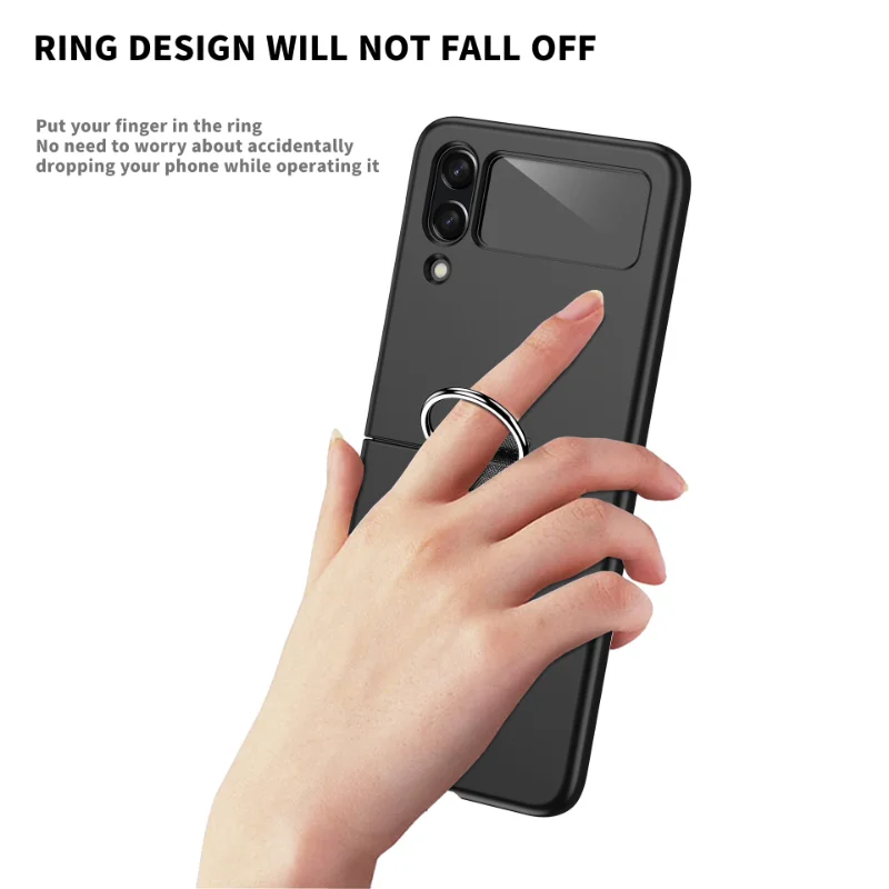 Luxury Matte PC Armor Finger Ring Grip Case For Samsung Galaxy Z Flip ZFlip 7 6 5 4 3 Zflip6 Zflip5 Zflip4 Zflip3 Candy Funda