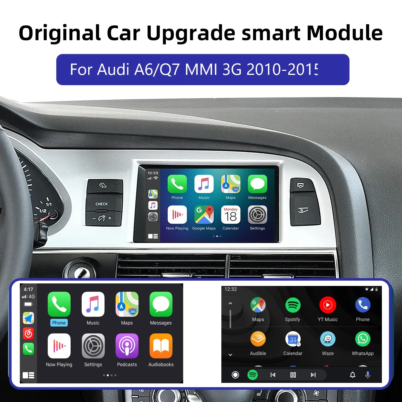 Wireless CarPlay Module for Audi A6 Q7 2010-2015 MMI 3G System Android Auto Interface Mirror Link AirPlay Bluetooth Rear Camera