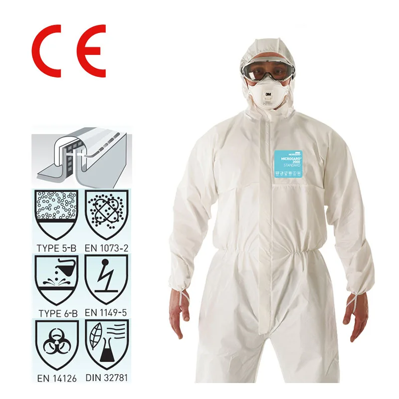 

Protective Jumpsuit 2000 CE EU Hooded SMS Back Chemical-proof Anti-static Breathable Isolation Care Work Paint Spray