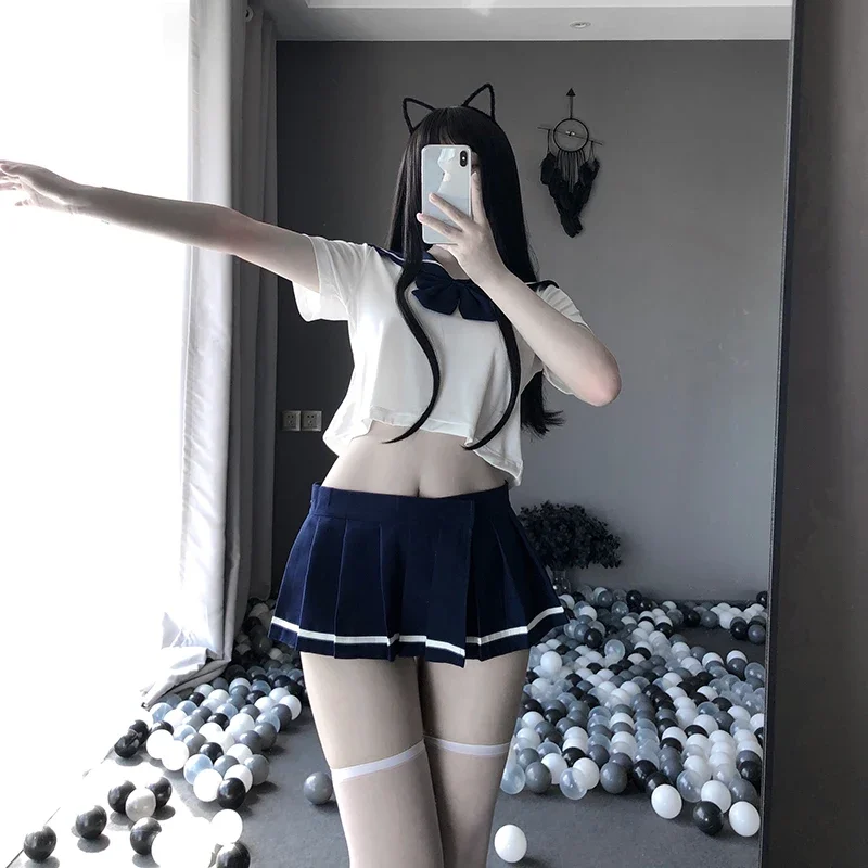 

Kawaii Women Sexy Cosplay Lingerie Student Uniform School Girl Ladies Erotic Costume Babydoll Dress Lace Miniskirt Outfits