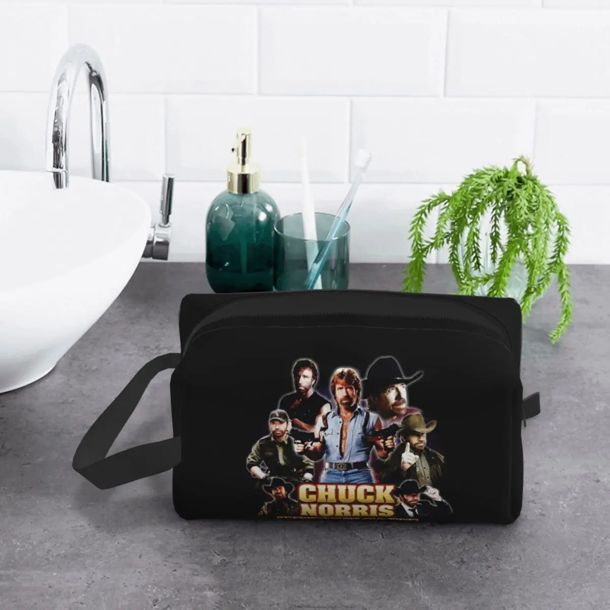 

Chuck Norris GOA Makeup Bag Cosmetic Organizer Storage Dopp Kit Toiletry Cosmetic Bag for Women Beauty Travel Pencil Case