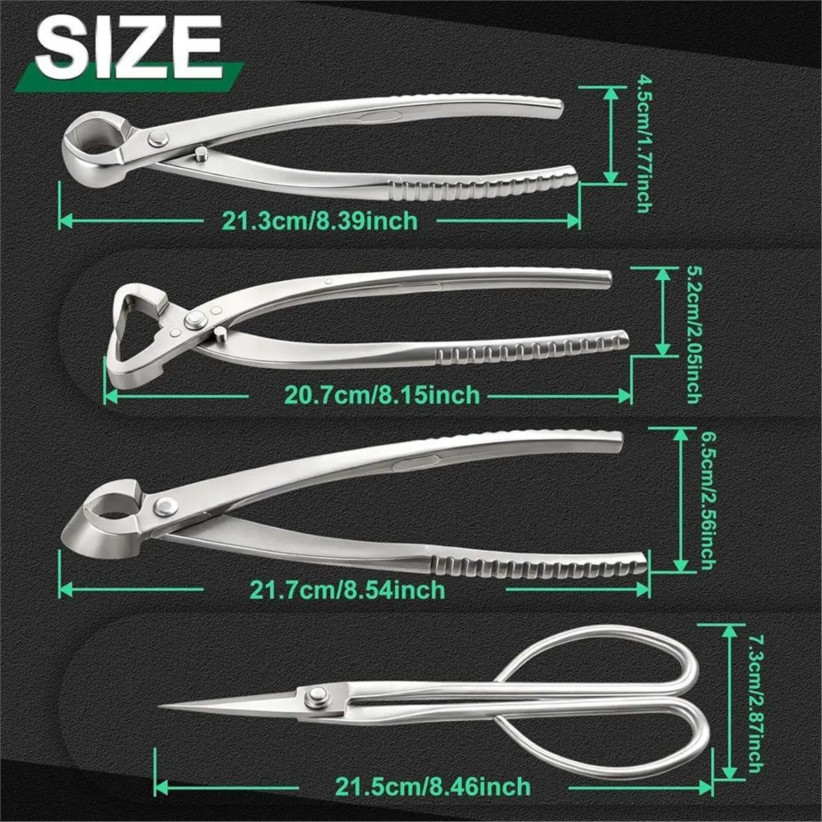 4 Pcs Heavy Duty Bonsai Tool Set, Concave & Knob Cutter, Trunk Splitter, Ashinaga Bonsai Scissors Kit with Storage Pouch