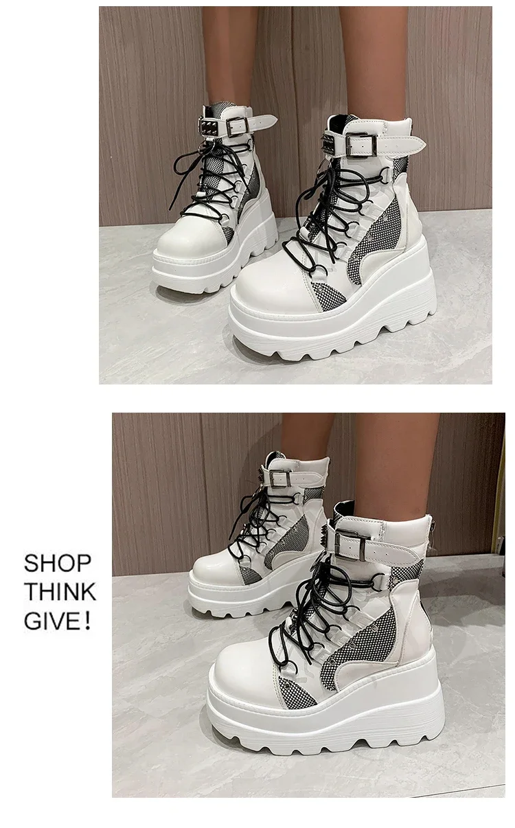Damenstiefel 2024, Herbst-Damen-Stiefeletten, Plateau-Keile, hohe Absätze, kurze Stiefel, neues Modedesign, Reißverschluss, Cosplay-Schuhe der Frauen – Detail 19
