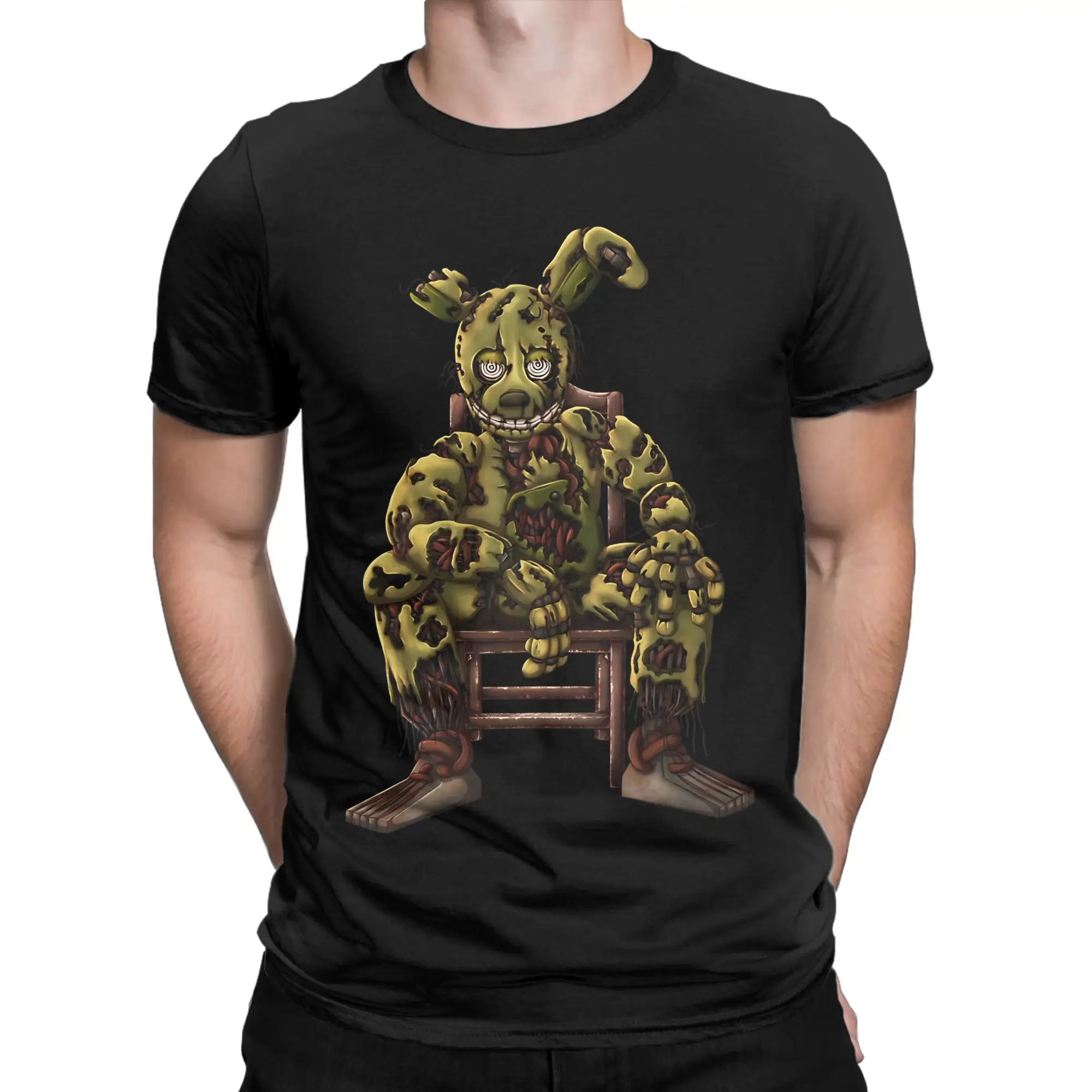 Springtrap sat in chair Five Nights at Freddy's T-Shirt Summer T-Shirts Man 100% Cotton O-Neck Oversize Tees Street Style Tshirt