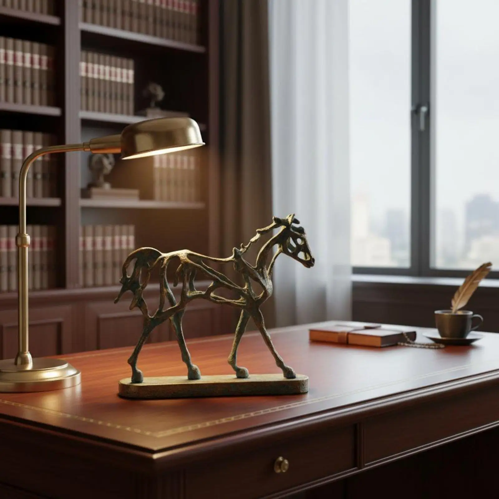 Rustic Iron Abstract Horse Statue Aesthetic Decoration Figurine for Home Desk or Interior Display