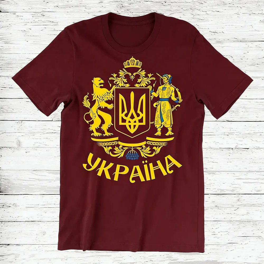 Men's Ukrainian Graphic Cotton Tshirt Short Sleeve Summer Tops Ukraine Map Trident Symbol Patriotic Gift Casual Tee Men Clothing