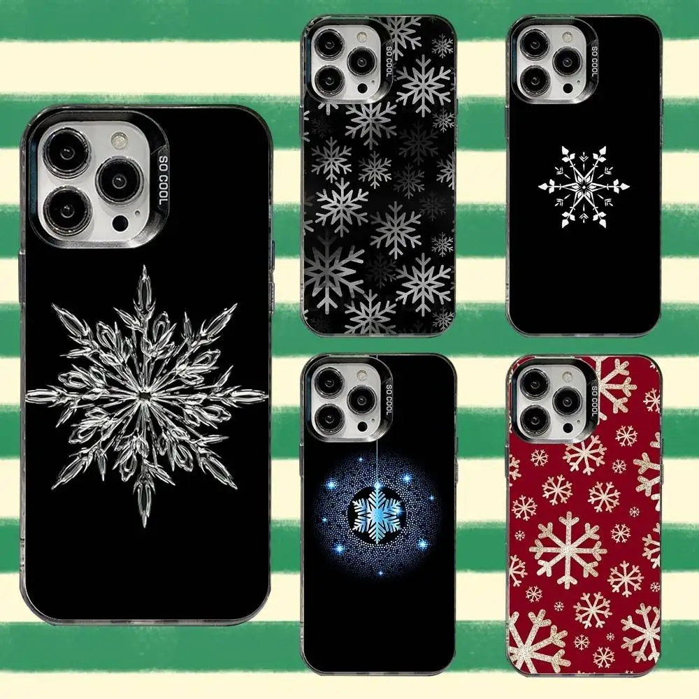 

Christmas Snowflakes Phone Case For iPhone 16,15,14,13,12,11,8,7,Pro,Max,Plus,Mini,XS,SE Anti Fall Black Matte Hard