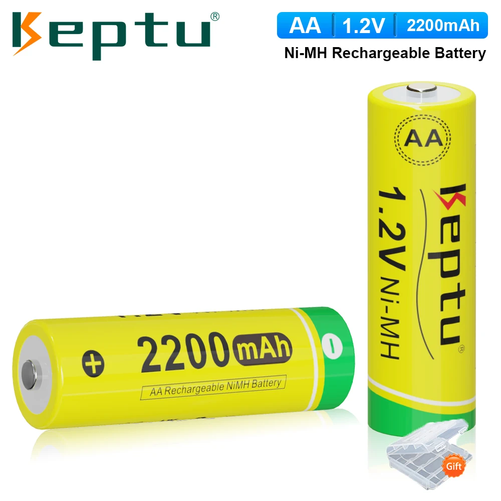 KEPTU Batteria Ni-MH ricaricabile AA NiMH 1.2V 2200mAh Batterie precaricate AA Batterie a bassa autoscarica + Caricatore LCD