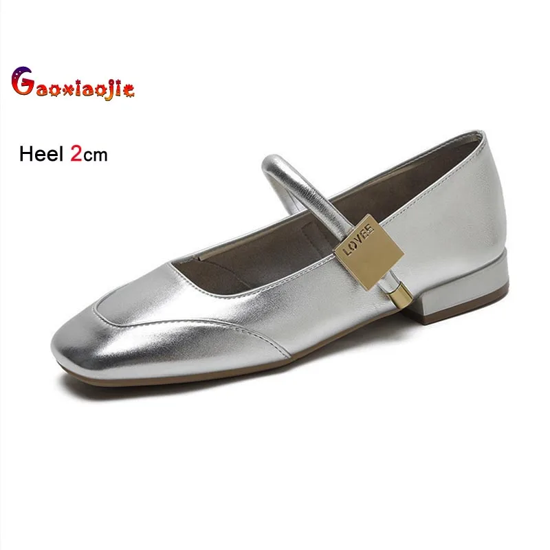 

French Style Mary Jane Shoes Spring Women Pumps 2cm Low Heel Single Shoes Fashion Square Head Shallow Mouth Casual Lady Shoes