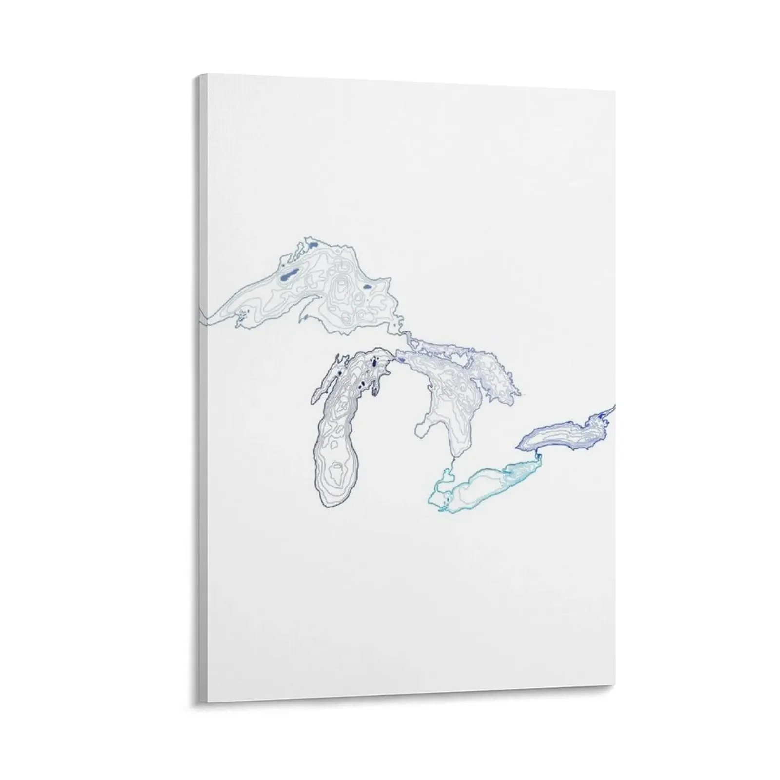 

Great Lakes Depth Map Blue Contour Lines Canvas Painting decor aesthetic room decoration ornaments for home