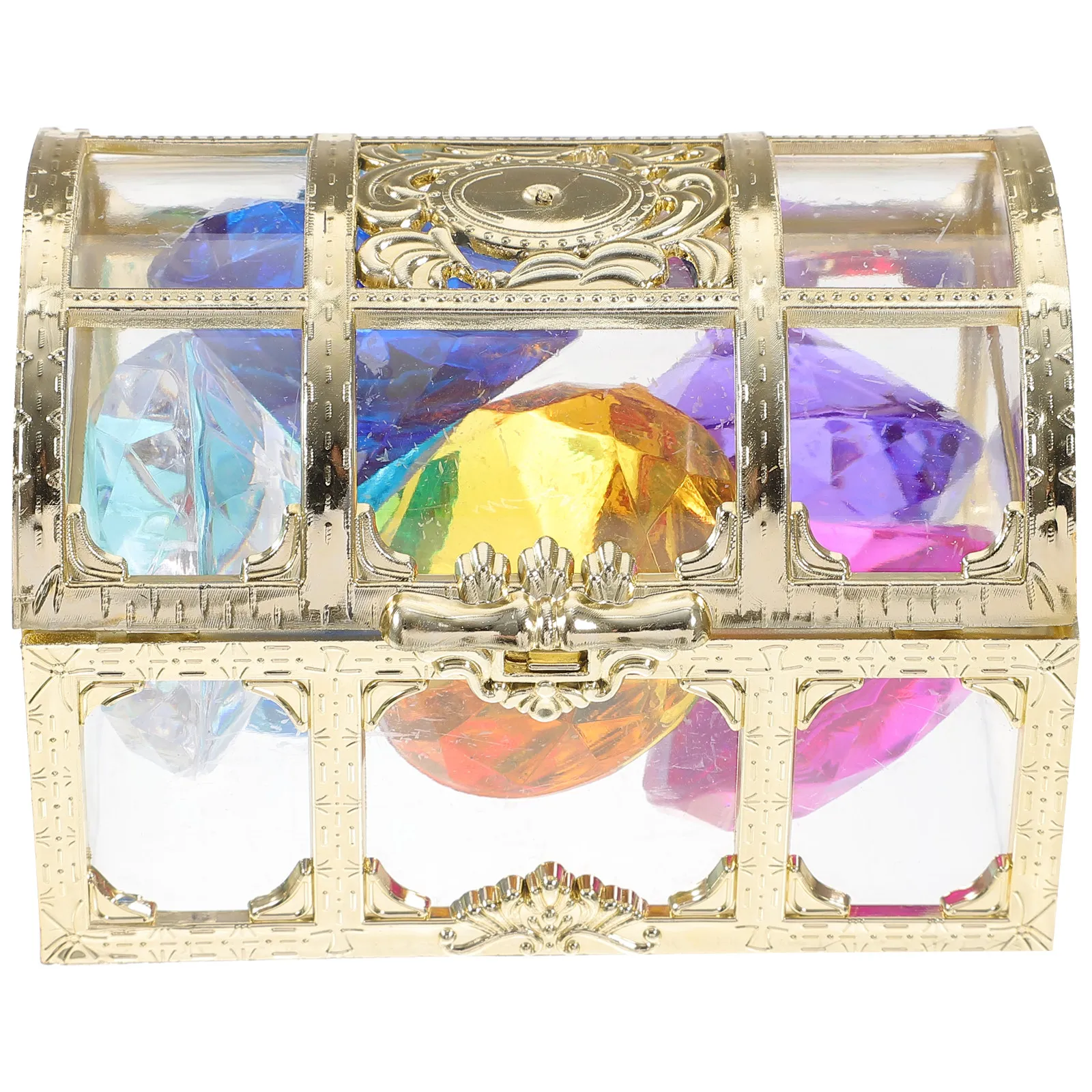1Set Children Treasure Box Filled with Fade-Resistant Fake Gems for Swimming Pools Theme Parties Classroom Prizes Imaginative