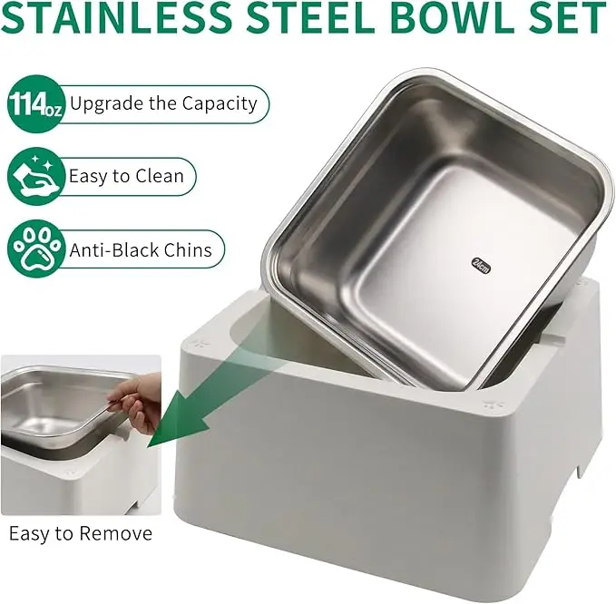 Heating Dog Bowl Heated Water Bowl for Dog&Cat Removable Stainless Bowl Outdoor Pet Water Bowl Electric Powered with Thermostat