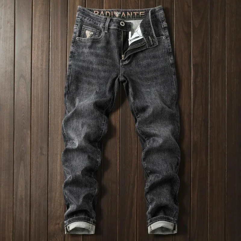 

2026 New Style Black Dark Gray Stretch Denim Jeans For Men Casual Versatile Slim Fit Slim Leg Fashion Trendy Luxury Soft Fabric