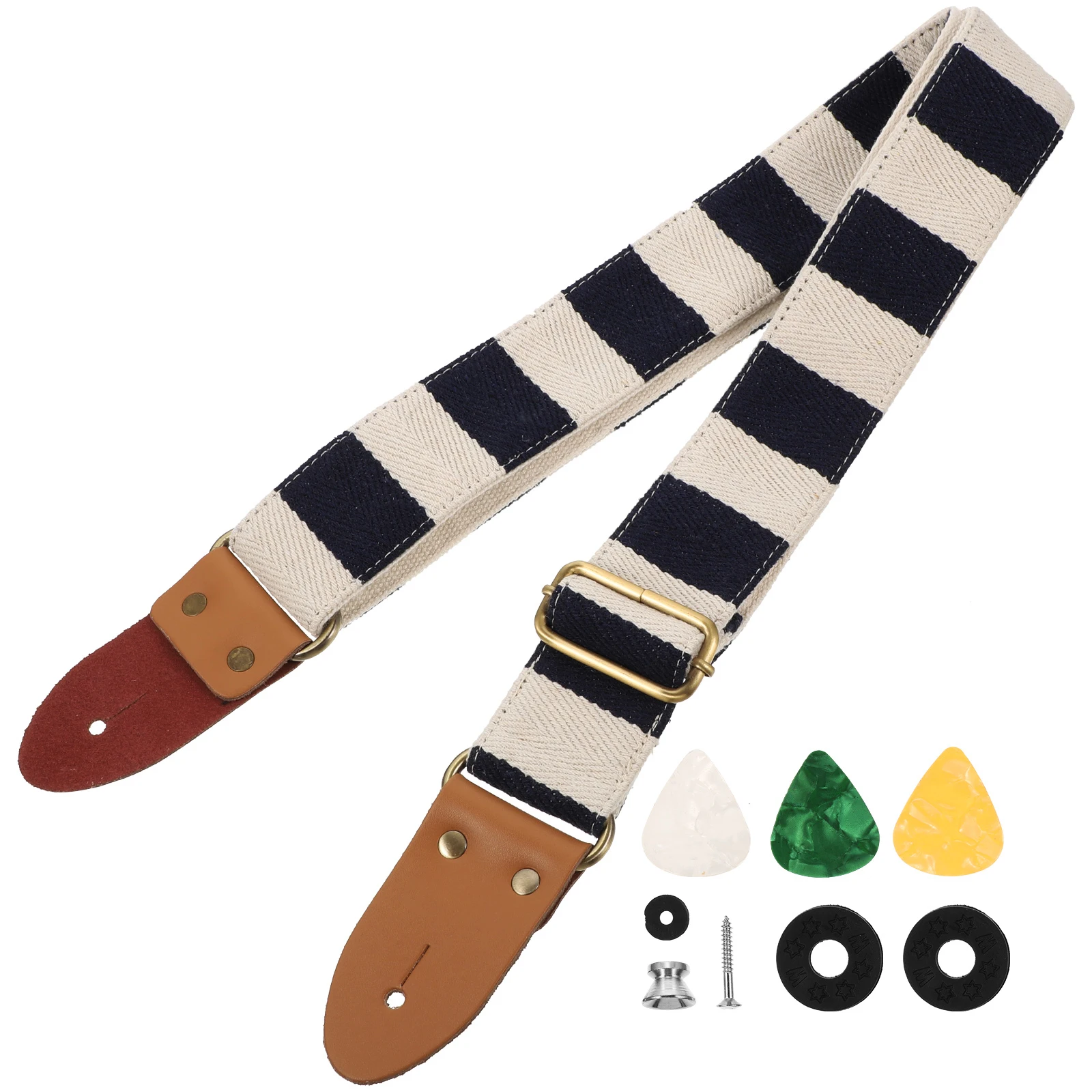 

Guitar Strap Set Printing Pattern Electric Acoustic Straps Adjustable Unique Stripes Wide