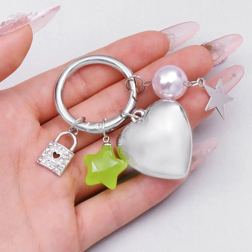 Small Gift Y2k Star Heart Keychain Stylish Star Romance Star Heart Keyring Metal Fashion Birthday Gifts