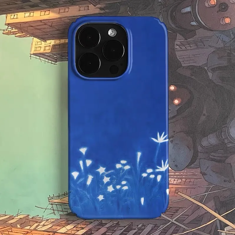 

Blue and White Light Flower Art Phone Case for IPHONE 17 Air 16E 15 PROMAX 14 Plus 13 12 MINI 11 PRO 16Plus Acrylic Phone Cover