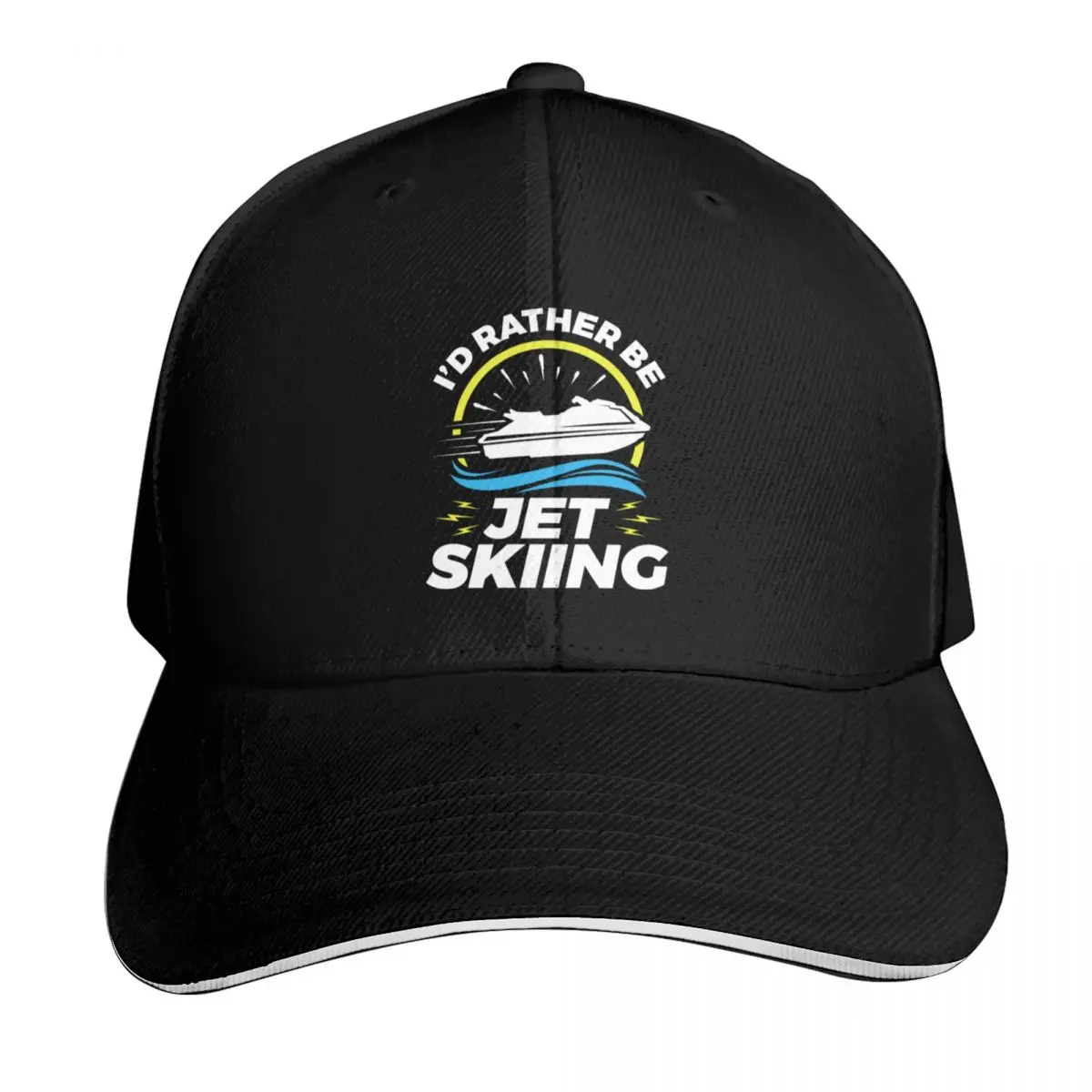 I'd Rather Be Jet Skiing Baseball Cap Quick Dry Performance Cotton Twill Breathable Contrast Two Tone Brim