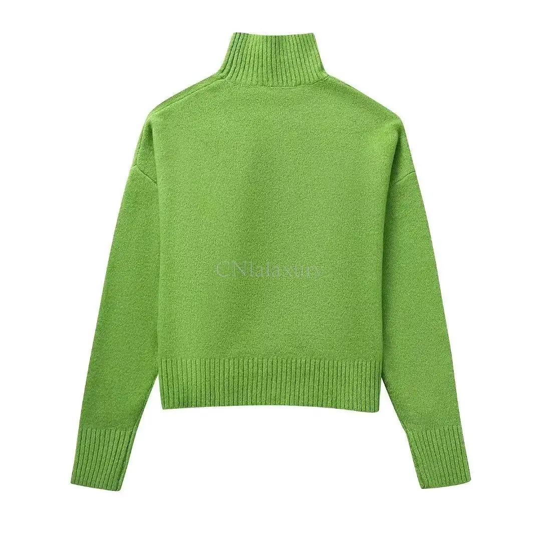 CNlalaxury 2023 Autumn Winter Women New Simplicity Versatile Half High Collar Soft Fashion Knitwear Jumper Female Sweater Tops