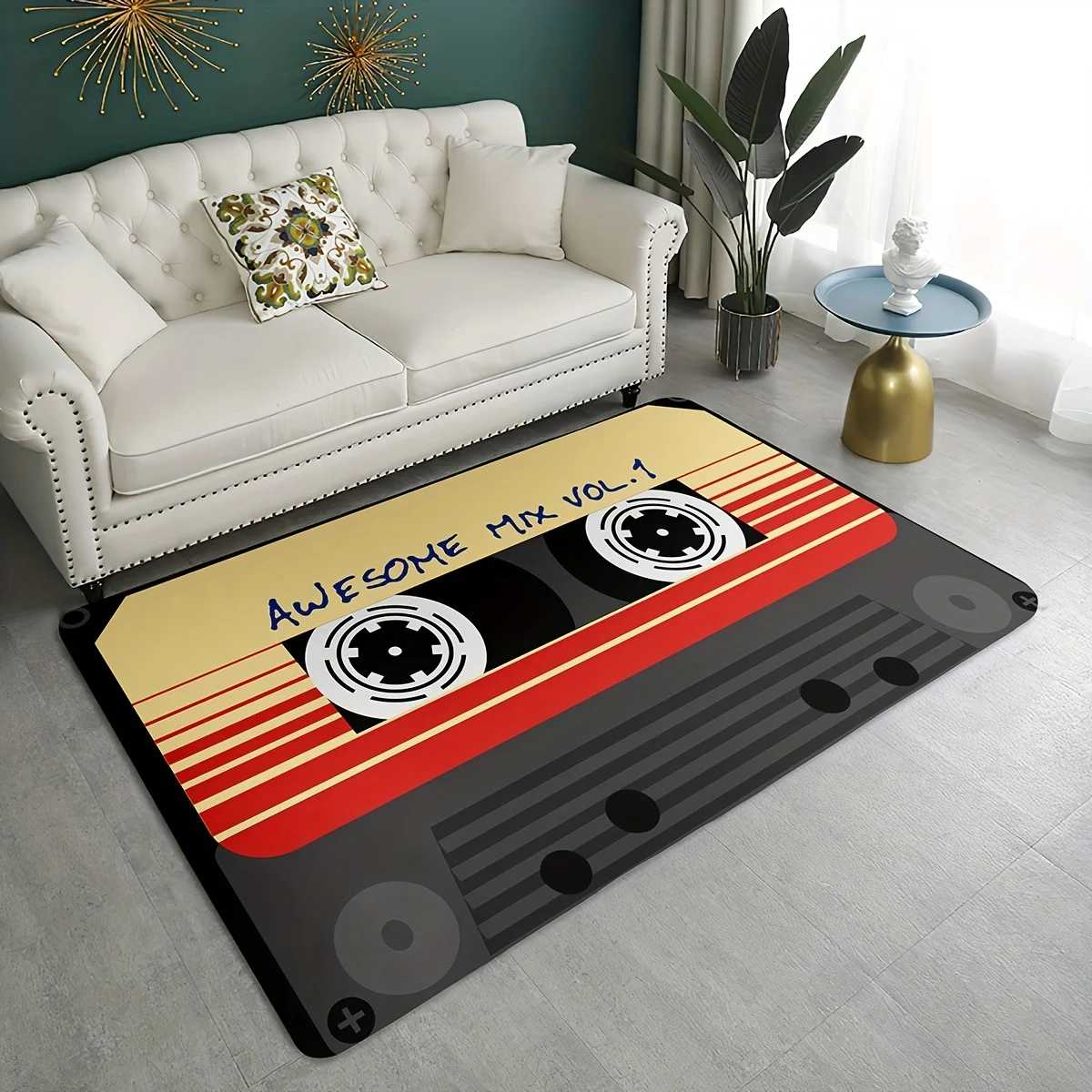 Magnetic Tape Print Carpet for Living Room Home Decor Sofa Table Large Area Rugs Bedroom Bedside Foot Pad Non-Slip Entrance Mat