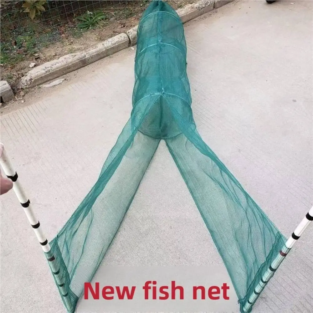 Angelausrüstung Faltbares Design Fischfangnetz Eisenkette Schaumstoff-Schwimmer Fischnetz Minnow-Fischkäfig in 4 Größen Fischfangkäfig – Detail 14