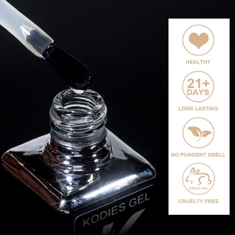 Kodies gel titânio revestimento superior uv gel unha polonês 15ml diamante claro duro semi permanente uv chip resistente acabamento gellak sem limpeza
