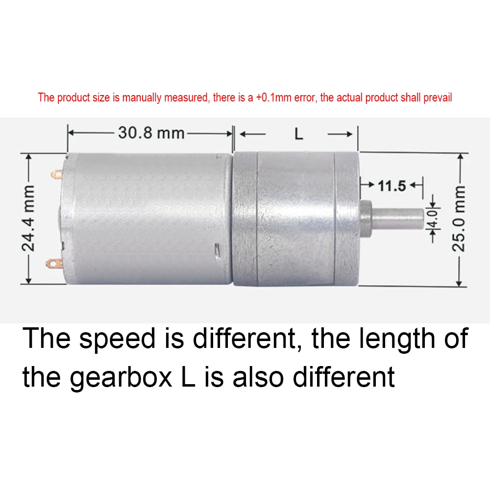 JGA25-370 Gleichstrom motor Miniatur getriebe motor 6V / 12V / 24V elektrischer Getriebe motor hohes Drehmoment 22/26/35/58/77/133/171/281/646/1360 U/min