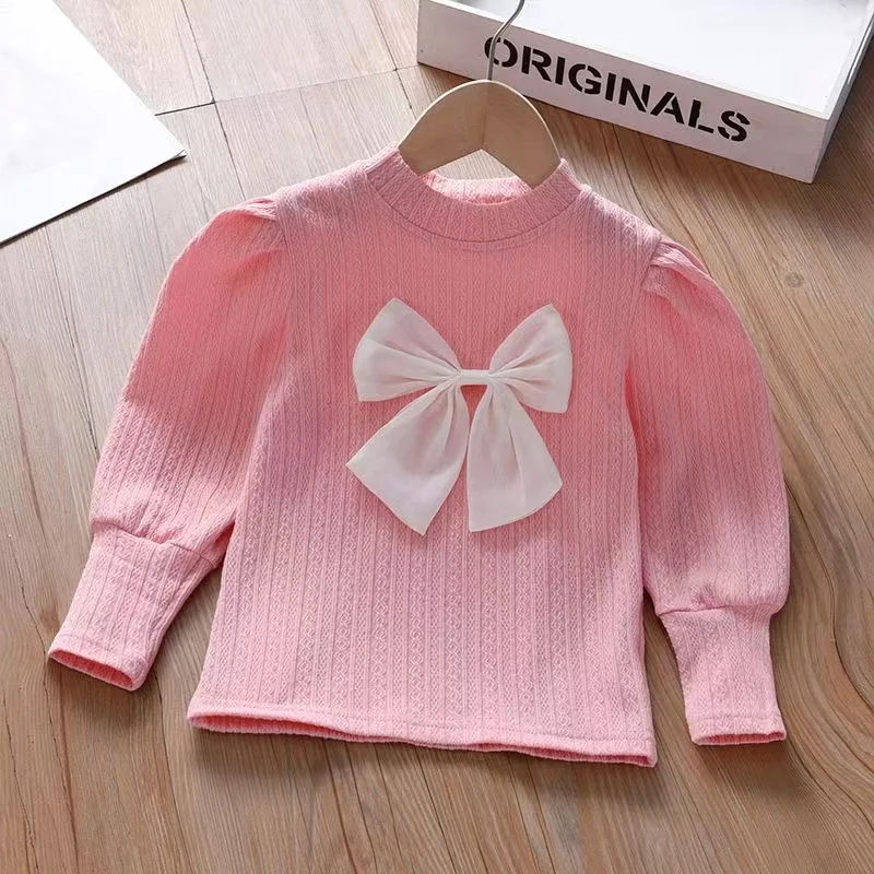 

Girls' Top Tees 2024 New Autumn Children's Long Sleeved Pullover Cute Lively Soft Baby Bottom Shirt