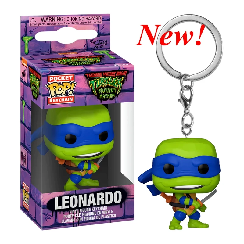 New 8 Styles Funko Pop Keychains Turtles Michelangelo Leonardo Donatello Raphael Action Figure Toys Accessories Keychain Gift