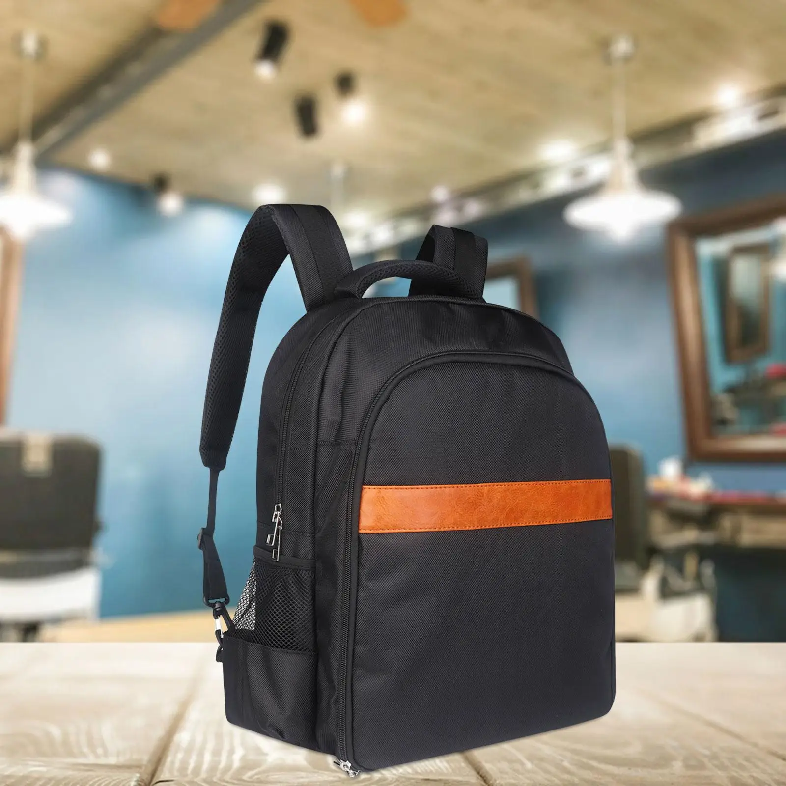 

Casual Oxford Backpack Black Waterproof Nylon Bag, Barber Supplies Bag Organizer Professional Portable Barber Travel Backpack