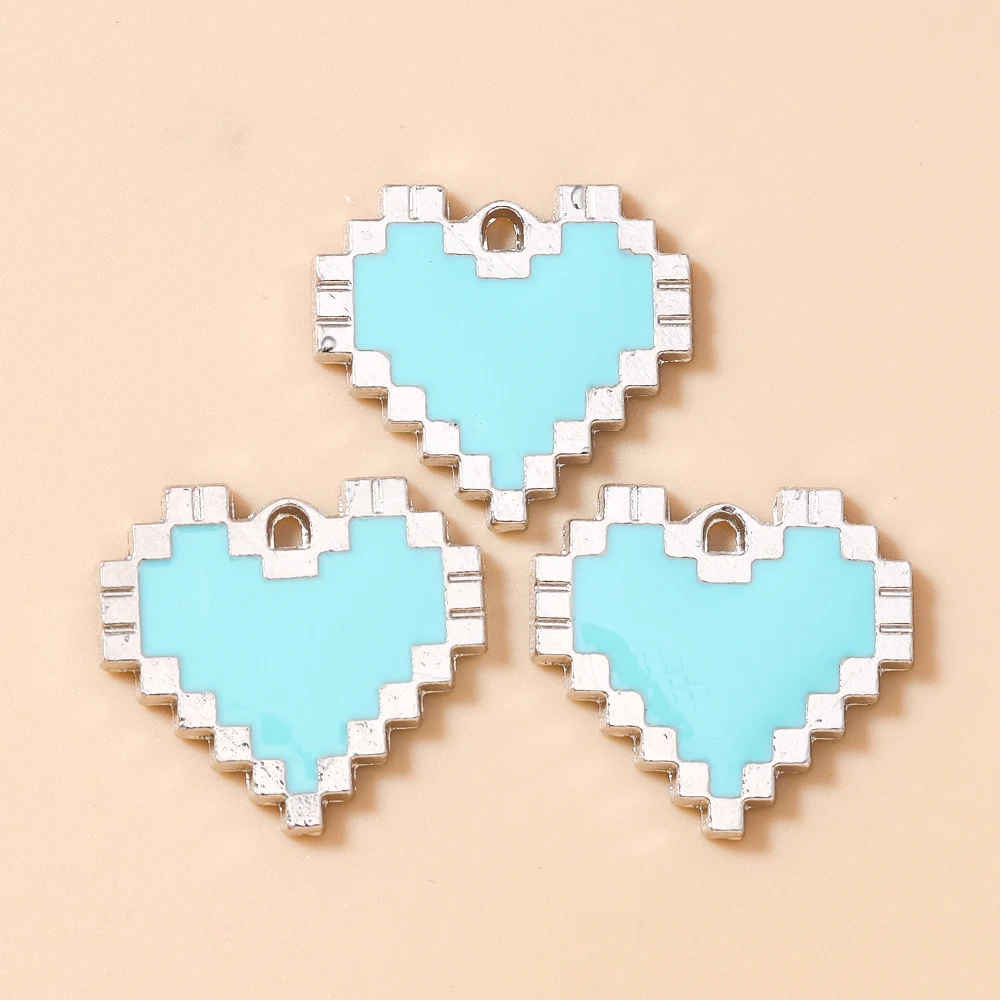 Leslie 20 Stück 20*22mm Bunte Herzanhänger für DIY Schmuckherstellung Zubehör Handgemachte Ohrringe Schlüsselanhänger Halsketten Anhänger – Detail 11