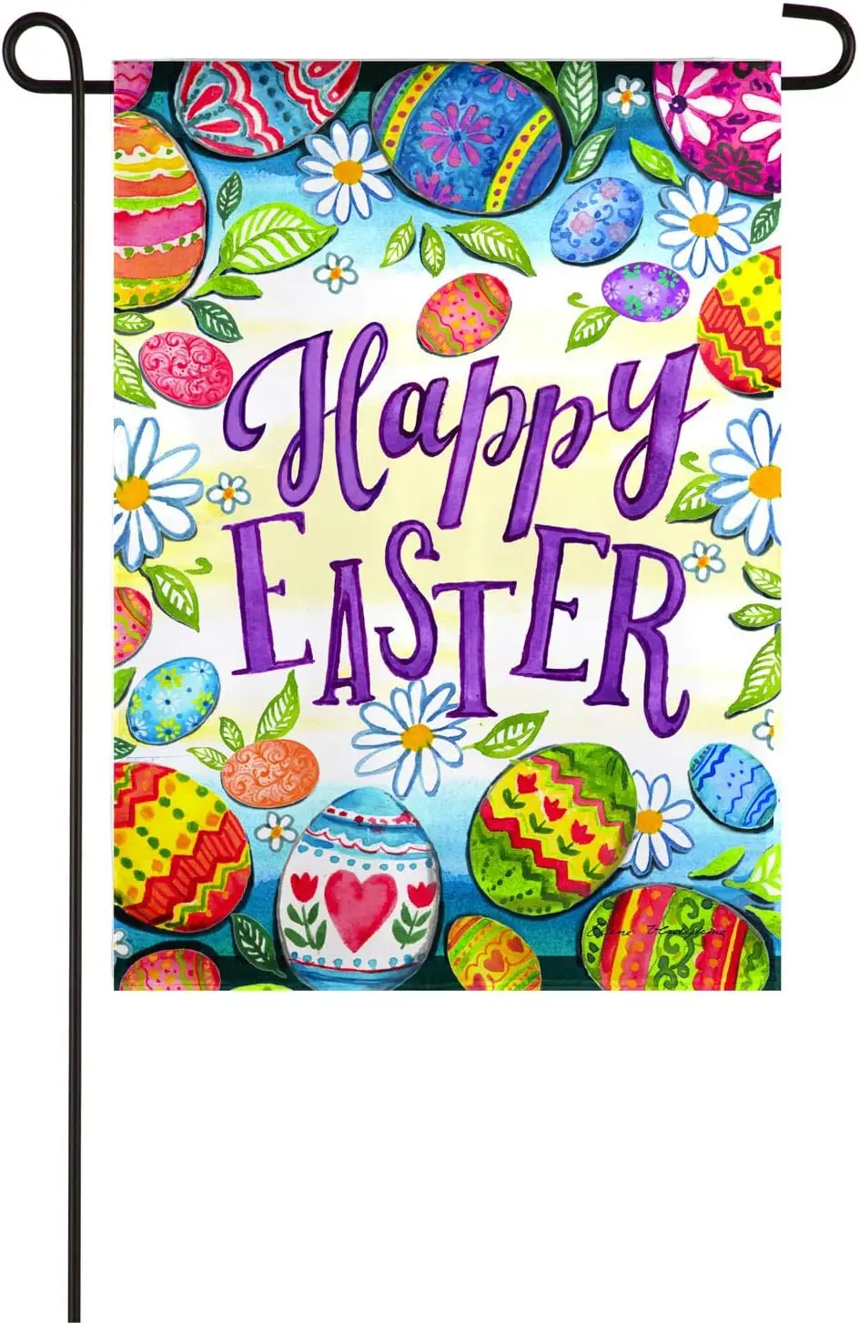 Evergreen Flag Beautiful Springtime Happy Easter Eggs Textured Suede Garden Flag - 13 x 18 Inches Fade and Weather Resistant zzo