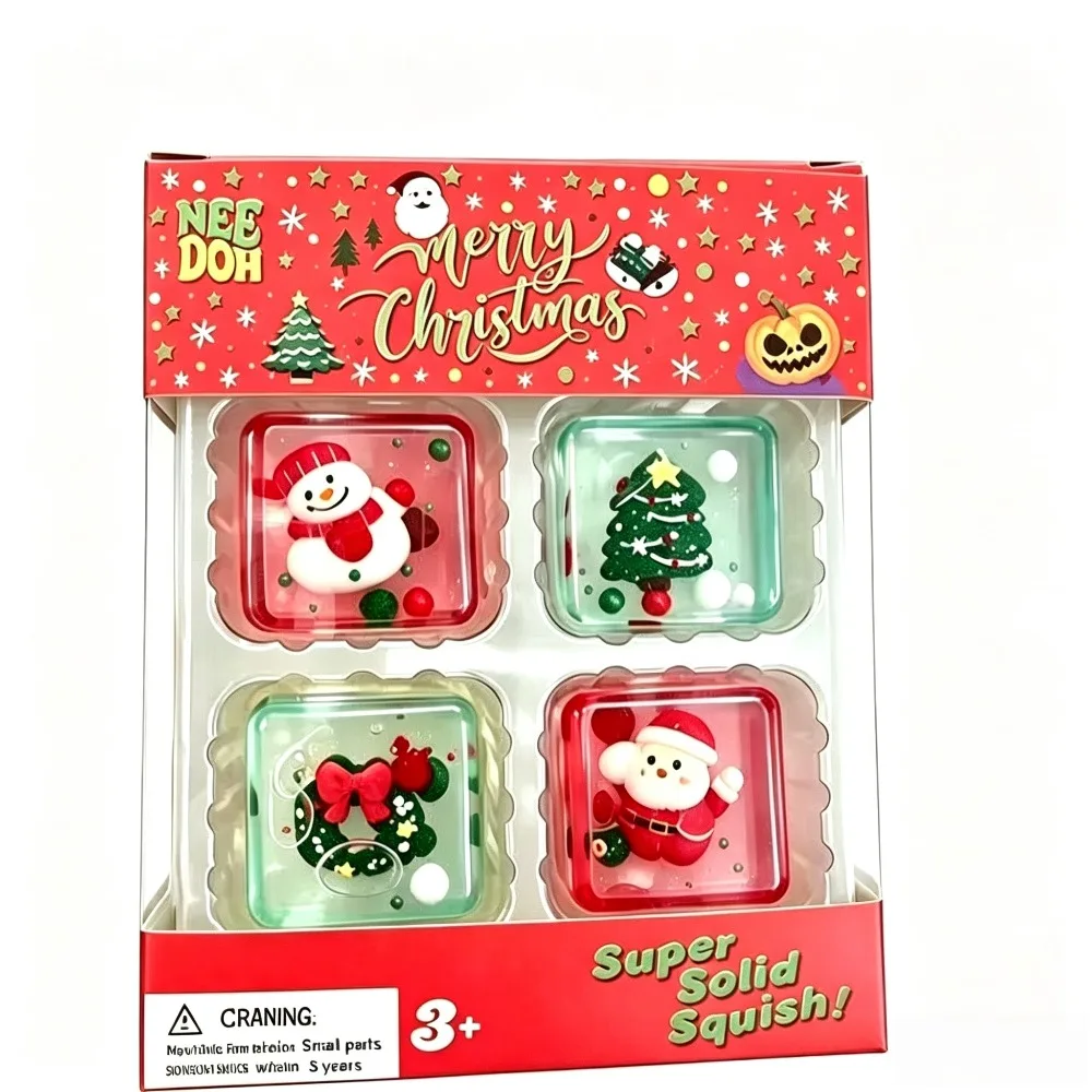 Needoh Nice Ice Cube Fidget Toys Slow Rebound Squishy Toys Stress Reliever Mini 4 Pack Set Anxiety Focus Sensory Cube  Gifts New