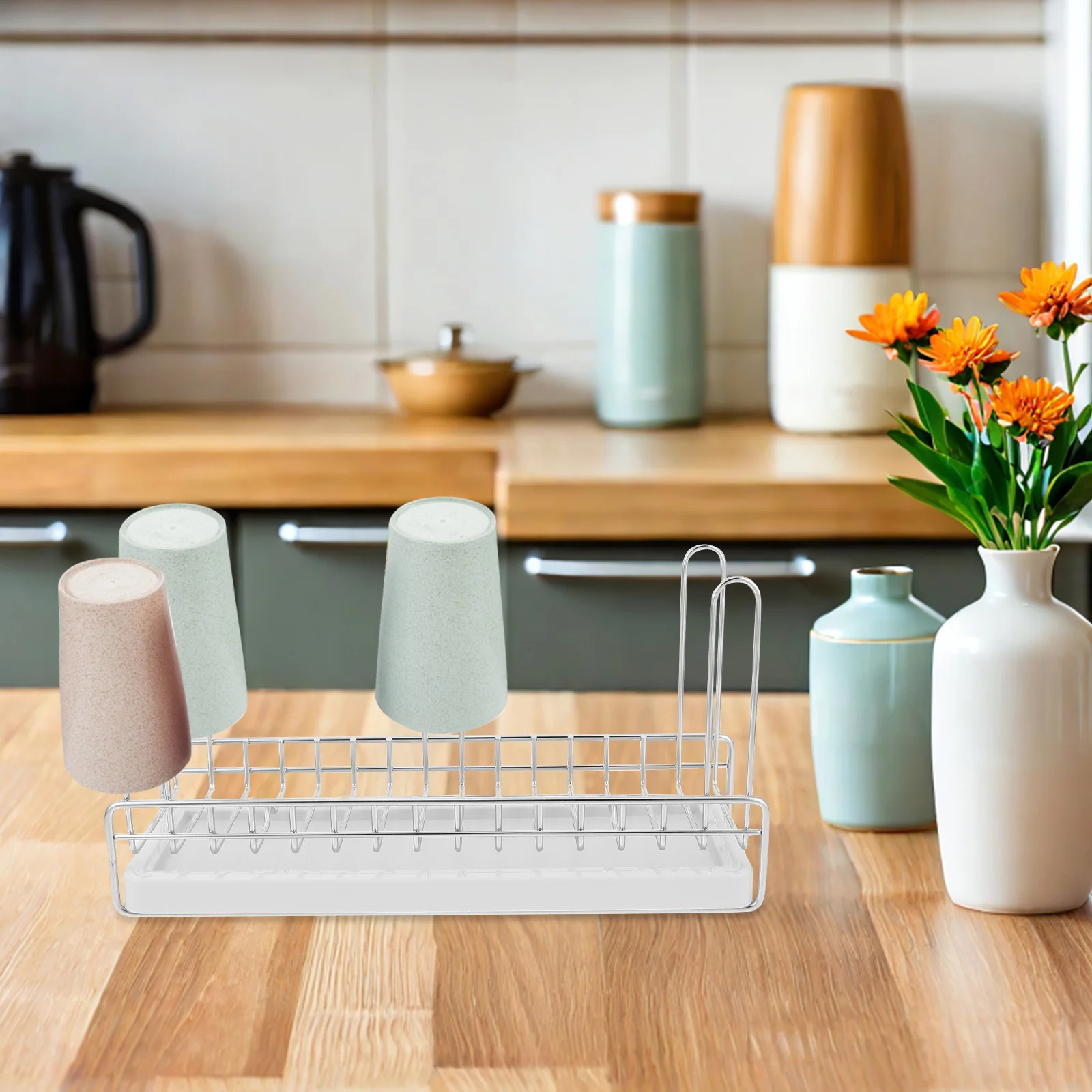 

Stainless Steel Cup Rack Water Cup Draining Stand Space-Saving Efficient Drying Organizer For Kitchen Bathroom Desktop