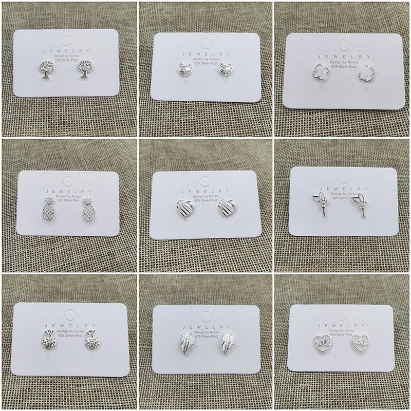 20Pairs/lot Fashion 925 Silver Needle Butterfly Heart Love Crown Stud Earrings For Women Girls Mix Style Silver Color Jewelry