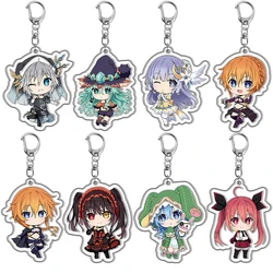 Anime DATE A LIVE Keychain Cartoon Figures Tokisaki Kurumi Yatogami Toka Himekawa Yoshino Car Keyring Cosplay Accessories Gift