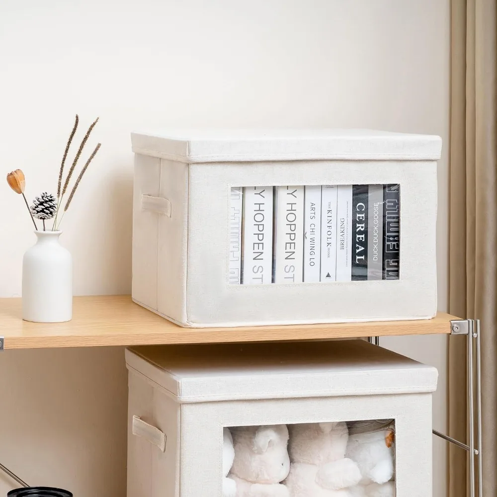 Collapsible Fabric Storage Cubes with Soft Handles, Foldable Baskets for Organized Closet Storage
