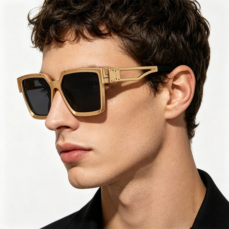 Square Frame Hollow Out Sunglasses For Men Women Brand Design Fashion Vintage Metal Golden Sun Glasses Unisex Eyewear 2026 Y2K