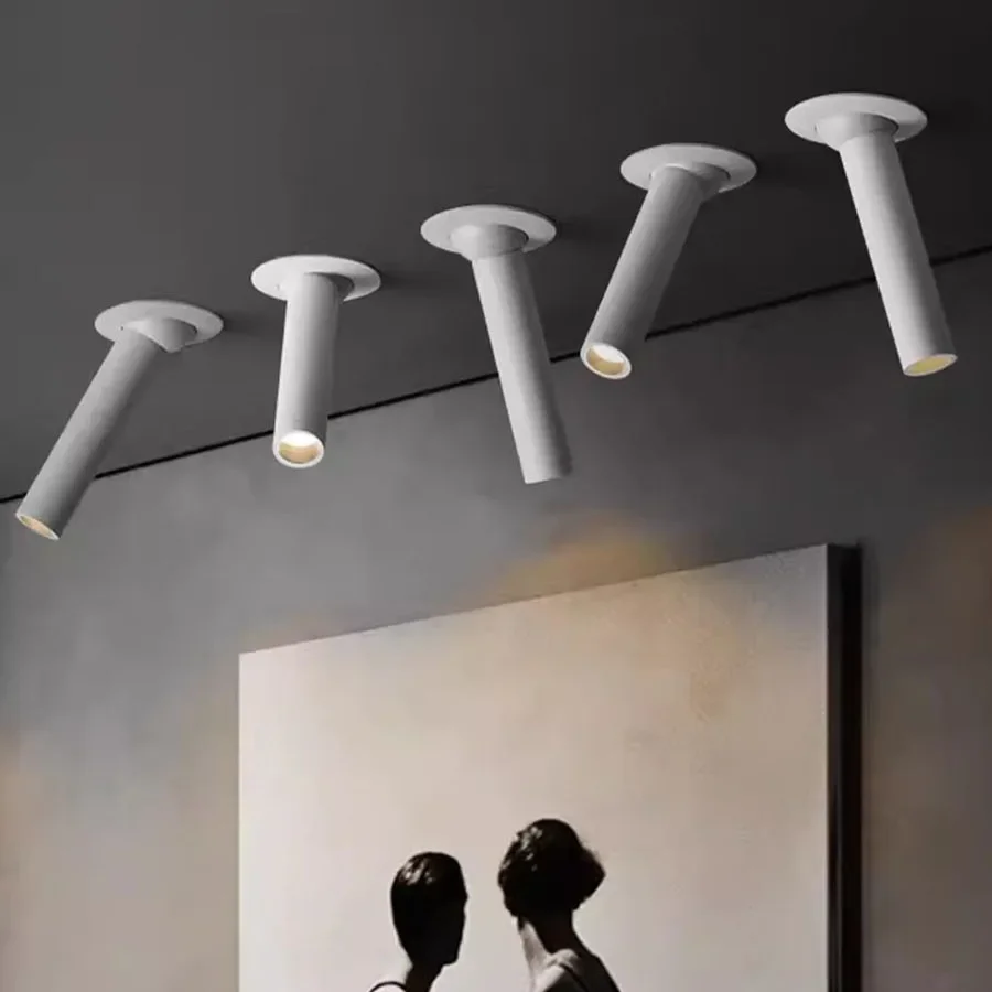 1PC Embeded Long Tube LED Ceiling Spotlight 7W Rotatable Downlight Home Kitchen Bedroom Picture Background Exhibition Decor Lamp