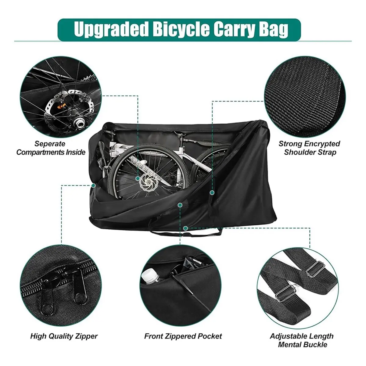 

(WSFS) Bike Travel Bag with Strong Webbing, Portable Folding 26-29 Inch Bicycle Bags ,Bicycle Storage Bag for Airplane Shipping
