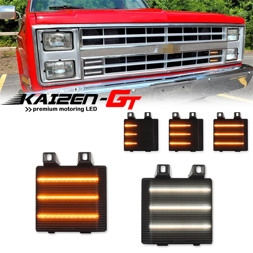 Switchback LED Amber Front Bumper Turn Signal Lights w/ White DRL For Chevrolet Blazer C10 C20 C30 K10 For GMC C1500 C2500 C3500