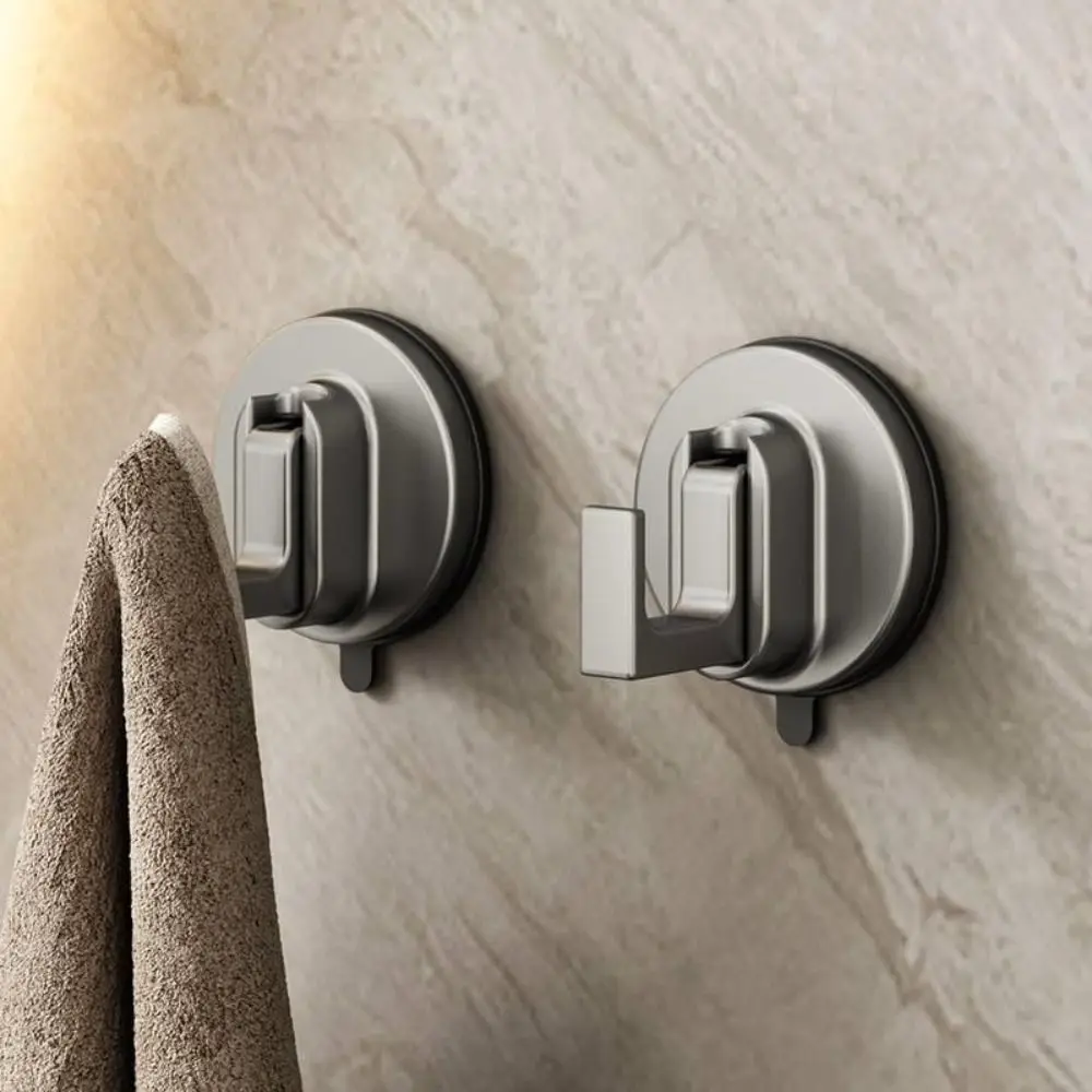

2 PCS Strong Vacuum Suction Cup Hooks Wall Mounted Single Hook Shower Hooks No Punching Hole Grey Clothes Hanger Bathroom