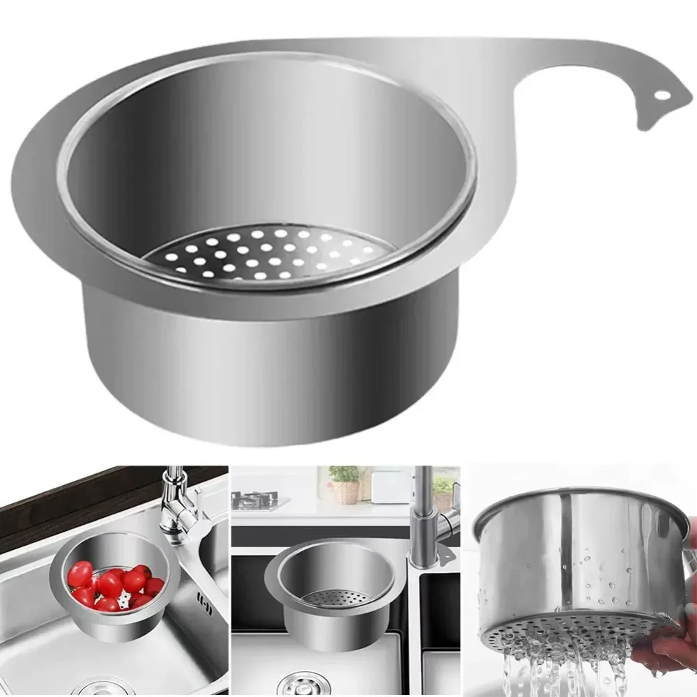 Stainless Steel Swan Sink Strainer Basket Removable Goosehead Storage Drainage Basket Kitchen Hanging Wet & Dry Drainage Racks