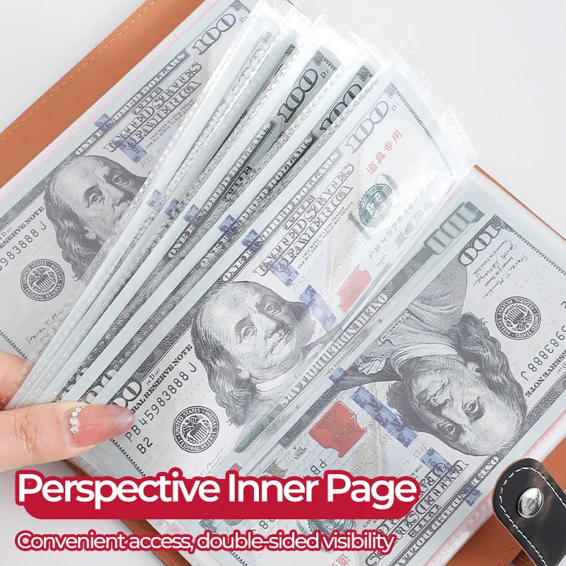 Soft Leather Cash Saving Book Financial Management Tool Large Capacity Accounting Book Money Clip stationery