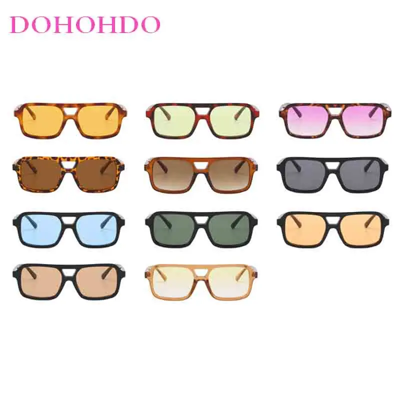 

Vintage Punk Pilot Square Double Bridges Women's Sunglasses Luxury Brand Retro Men Sunglass Outdoor Drive Travel UV400 Eyewear