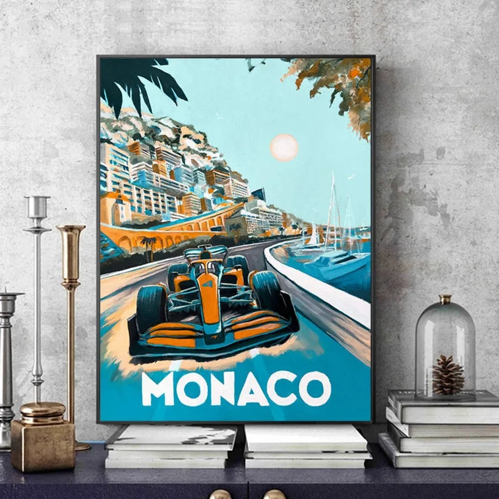 Retro F1 Racing Car Posters Formula 1 Neon City Canvas Painting Wall Art Prints Motorsport Racer Picture Aesthetic Decoration