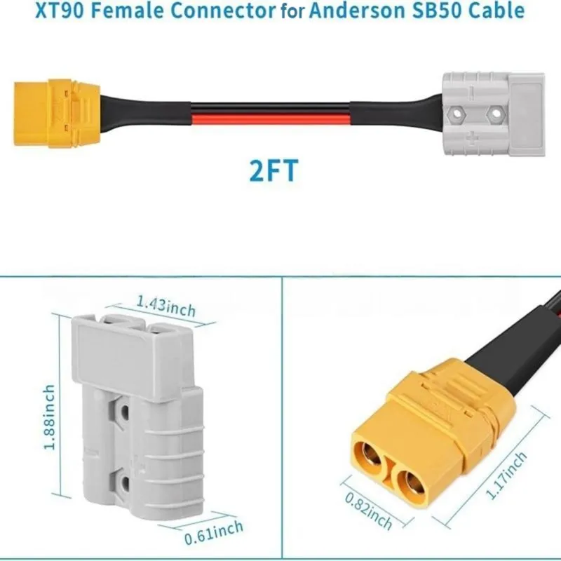 A44U XT90/XT60 Plug Extension Cable 50A 10AWG For RC For Models And Lithium Battery Adapters Connector