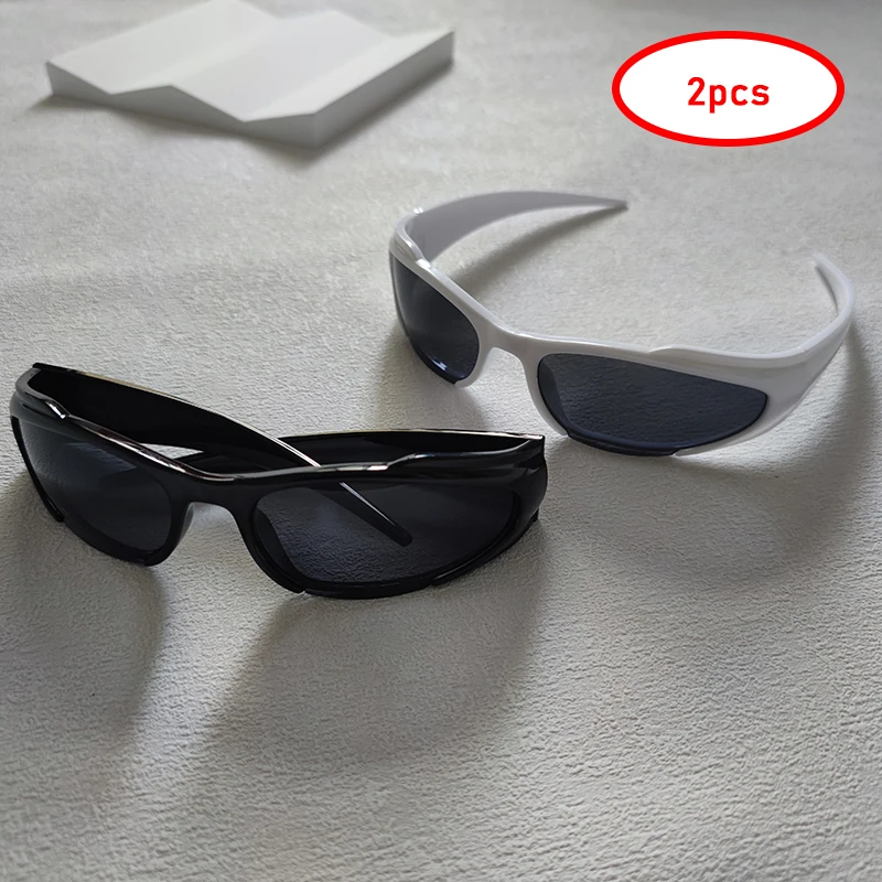 2 Pairs Per Set Y2k Sunglasses For Men Women Designer Vintage Sports Sun Glasses  Retro Oval Mirror Lenses Eyewear UV400